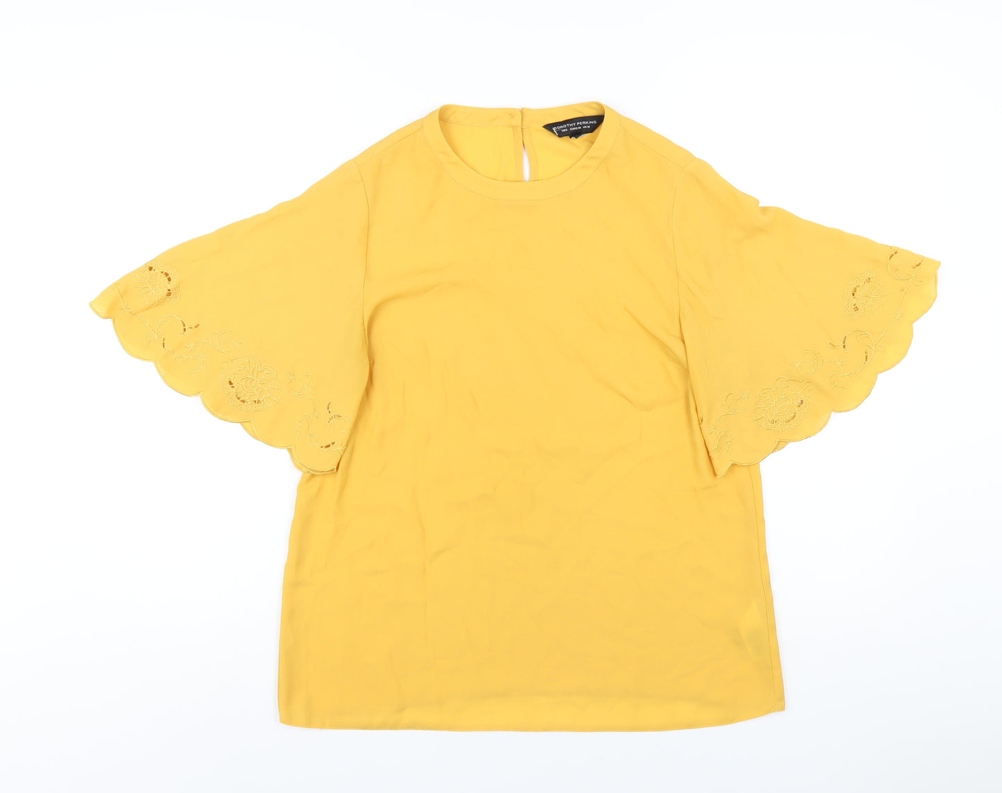 Dorothy Perkins Womens Yellow Polyester Basic T-Shirt Size 10 Round Neck