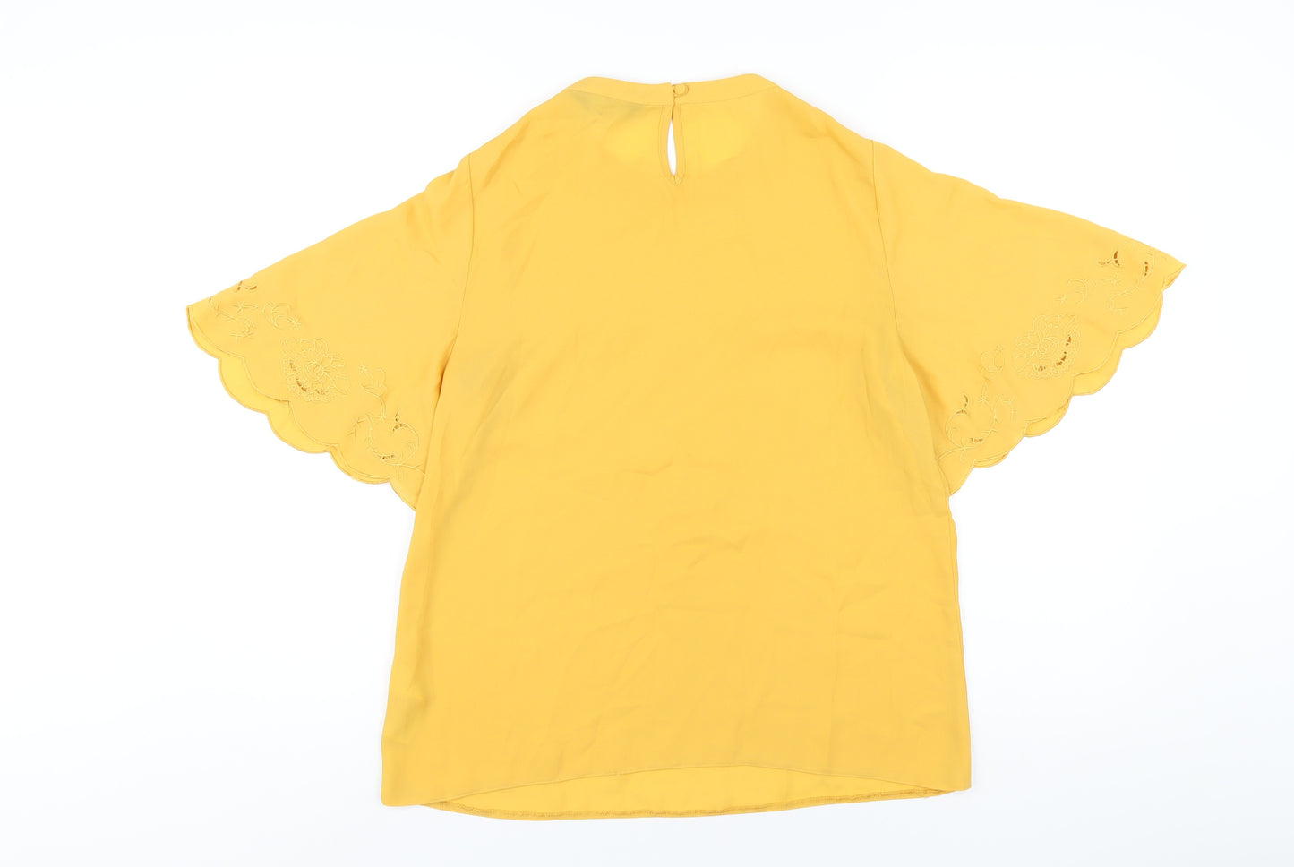 Dorothy Perkins Womens Yellow Polyester Basic T-Shirt Size 10 Round Neck