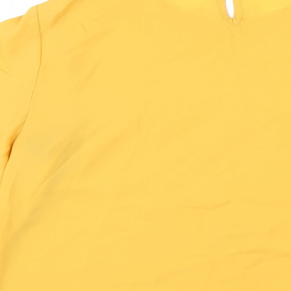 Dorothy Perkins Womens Yellow Polyester Basic T-Shirt Size 10 Round Neck