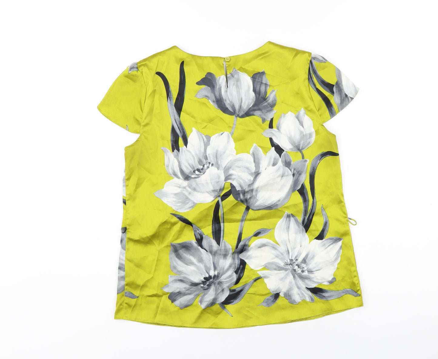 Debenhams Womens Green Floral Polyester Basic T-Shirt Size 12 Round Neck