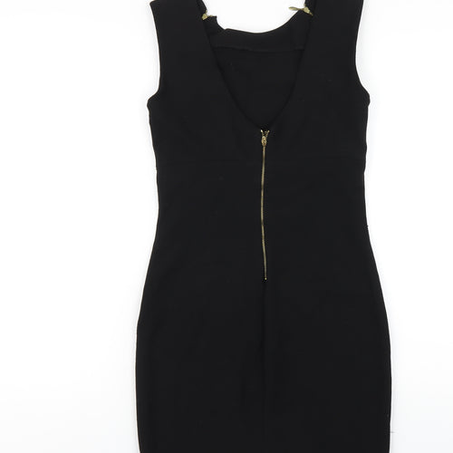 Zara Womens Black Polyester Mini Size M Round Neck Zip
