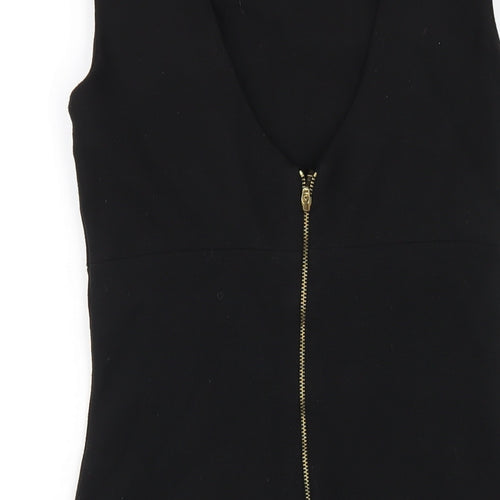 Zara Womens Black Polyester Mini Size M Round Neck Zip