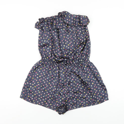 FOREVER 21 Womens Blue Floral Polyester Playsuit One-Piece Size M Pullover