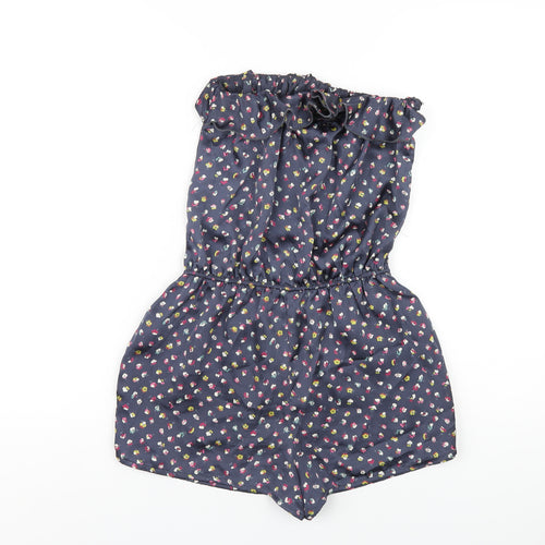 FOREVER 21 Womens Blue Floral Polyester Playsuit One-Piece Size M Pullover