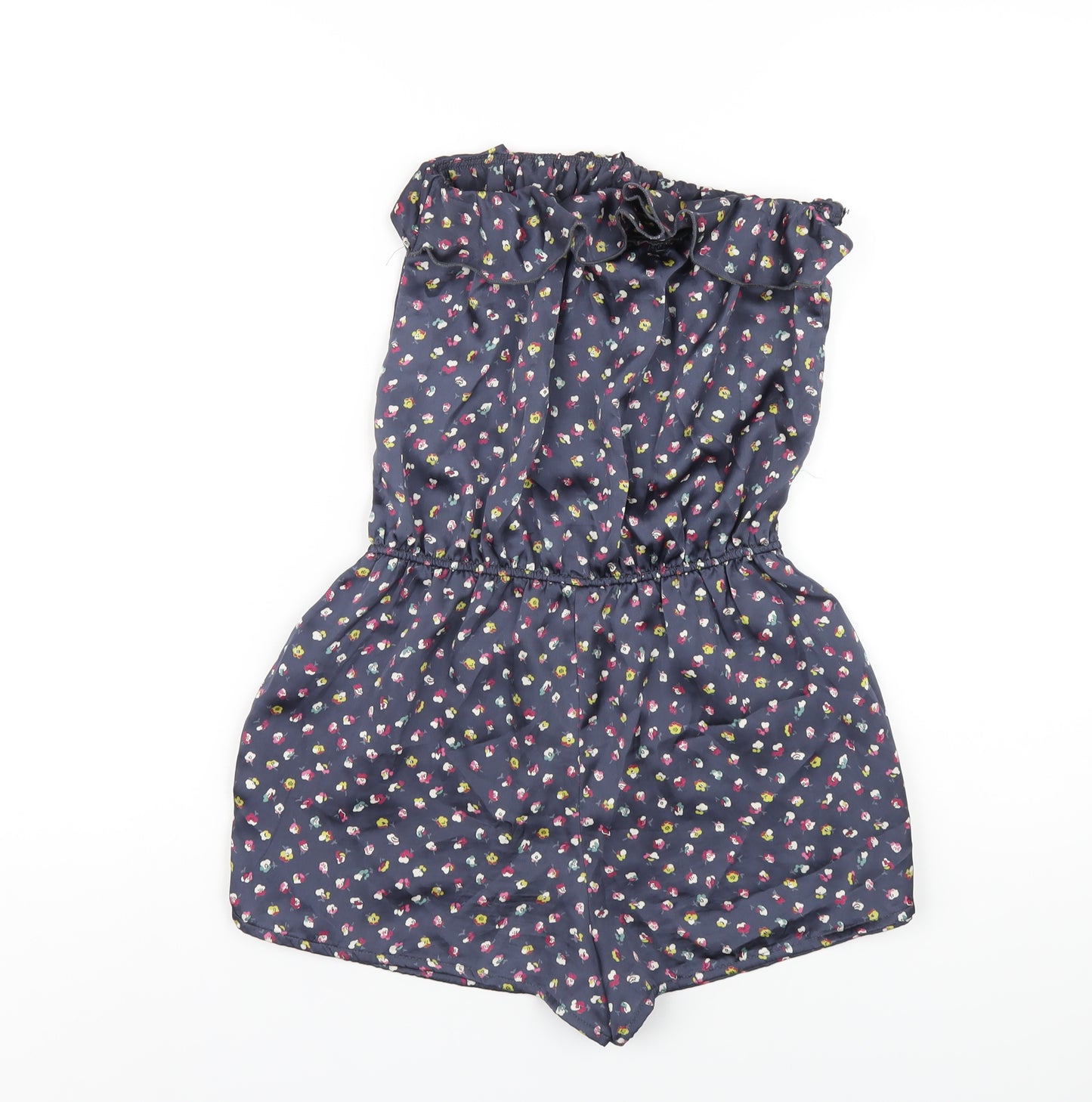 FOREVER 21 Womens Blue Floral Polyester Playsuit One-Piece Size M Pullover