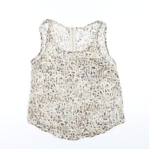 Glamorous Womens Beige Geometric Polyester Basic Tank Size 10 Scoop Neck