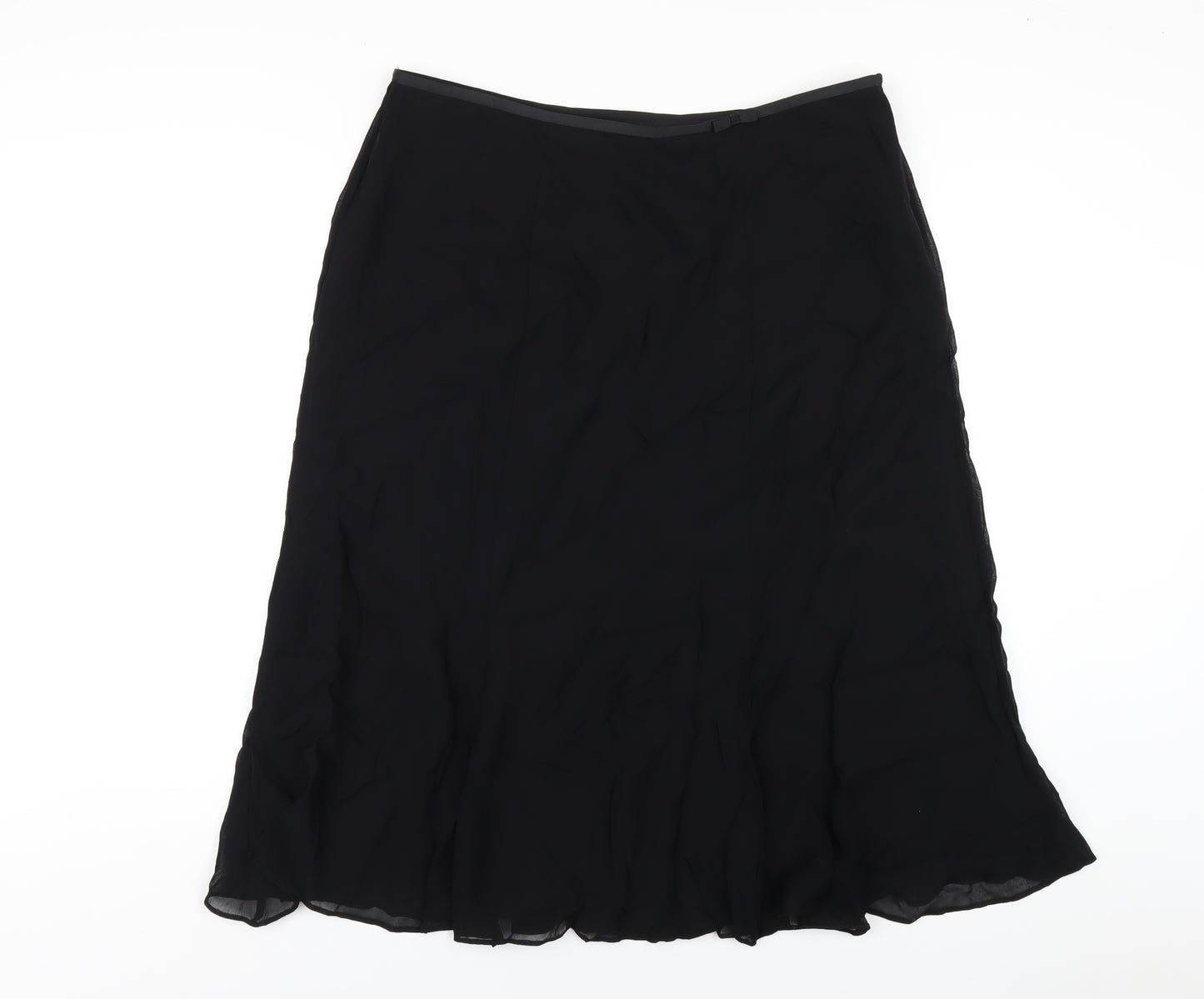 Marks and Spencer Womens Black Viscose A-Line Skirt Size 18 Zip