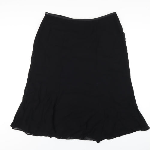 Marks and Spencer Womens Black Viscose A-Line Skirt Size 18 Zip