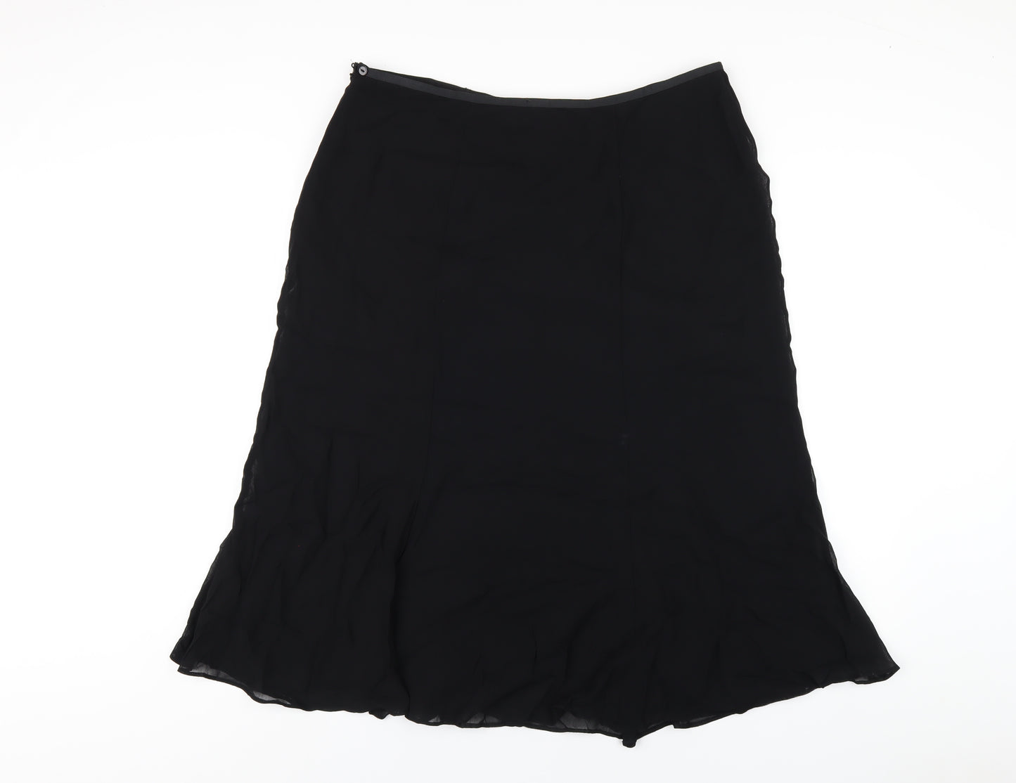 Marks and Spencer Womens Black Viscose A-Line Skirt Size 18 Zip