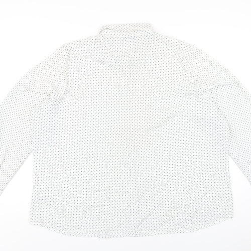 Classic Womens White Polka Dot Polyester Basic Button-Up Size 24 Collared