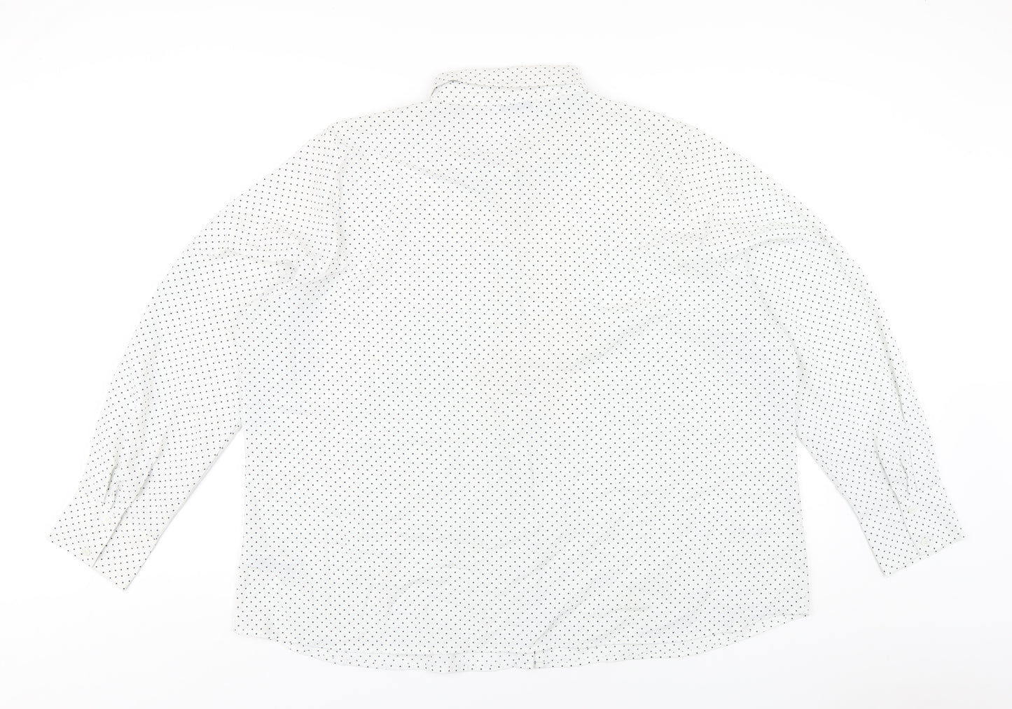 Classic Womens White Polka Dot Polyester Basic Button-Up Size 24 Collared