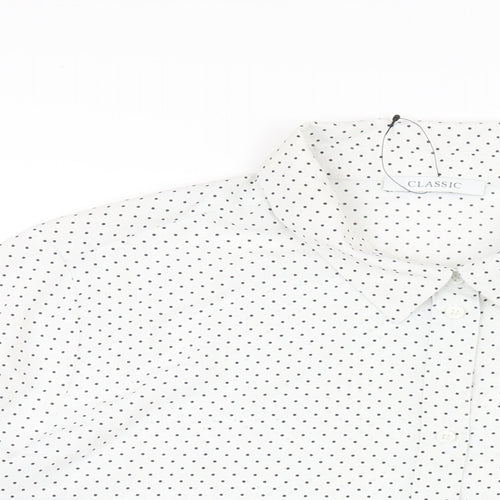 Classic Womens White Polka Dot Polyester Basic Button-Up Size 24 Collared