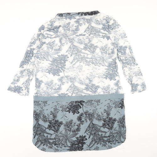 NEXT Womens Blue Geometric Viscose A-Line Size 14 V-Neck Pullover