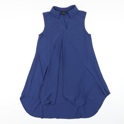 Attitudes Womens Blue Polyester A-Line Size XS V-Neck Pullover