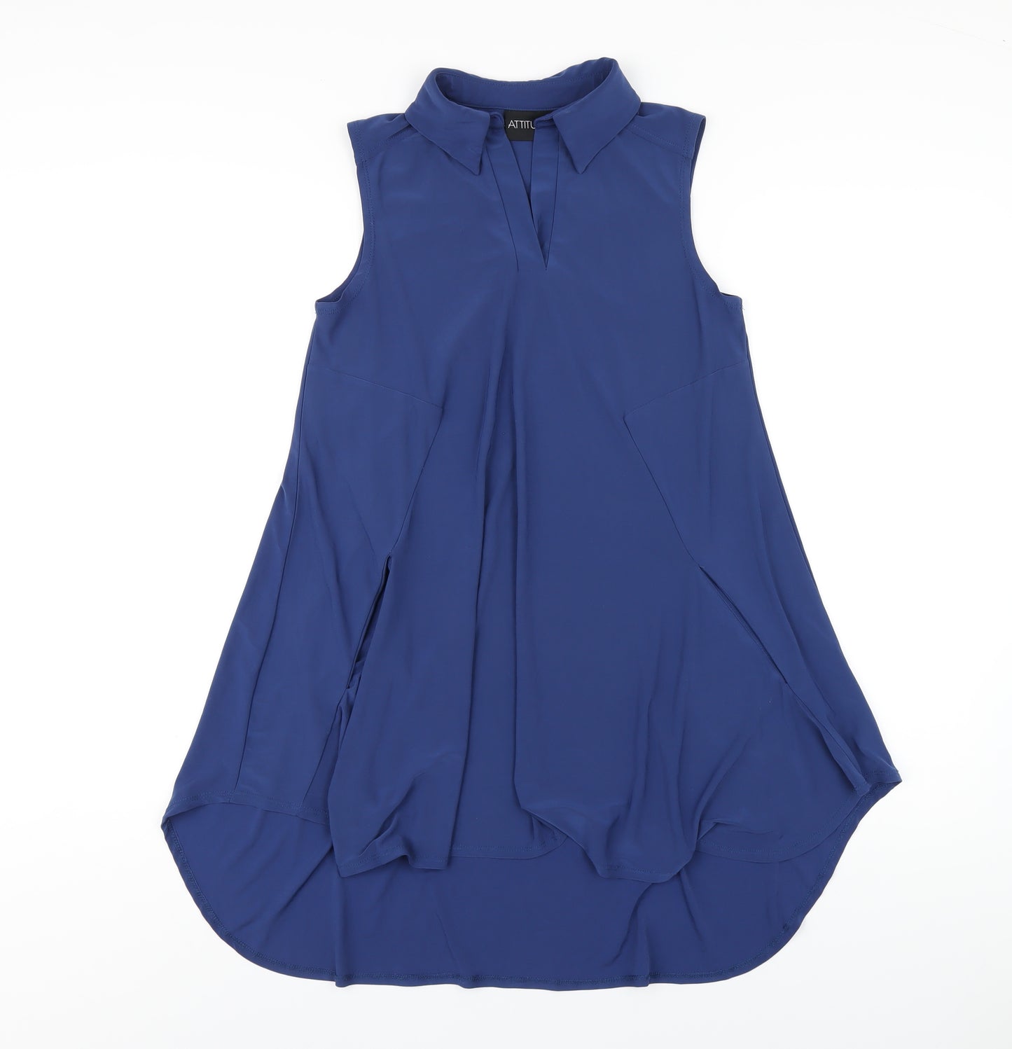 Attitudes Womens Blue Polyester A-Line Size XS V-Neck Pullover