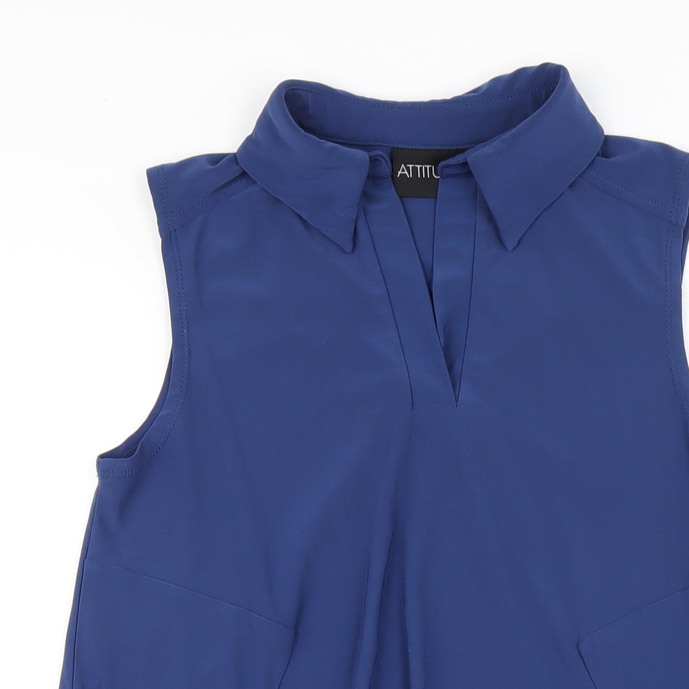 Attitudes Womens Blue Polyester A-Line Size XS V-Neck Pullover