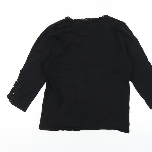 Alex & Co Womens Black Viscose Basic T-Shirt Size 10 Square Neck