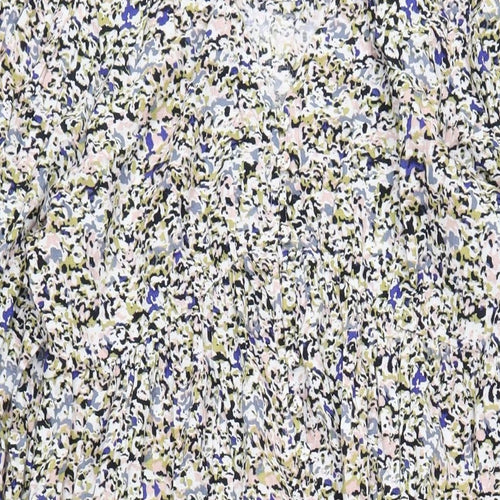 Marks and Spencer Womens Multicoloured Floral Viscose A-Line Size 12 V-Neck Button