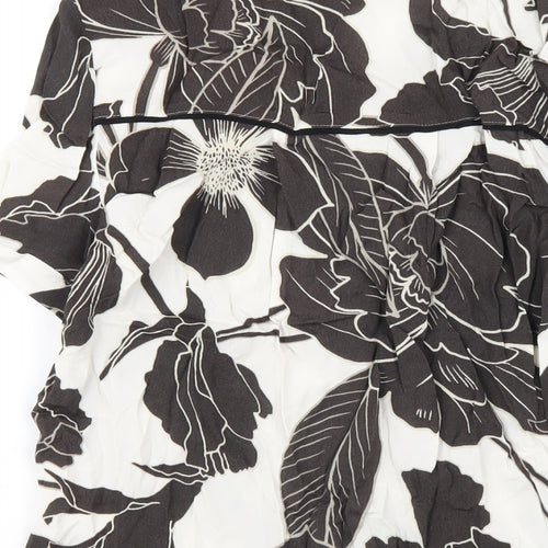 NEXT Womens Brown Floral Viscose Basic T-Shirt Size 10 Round Neck