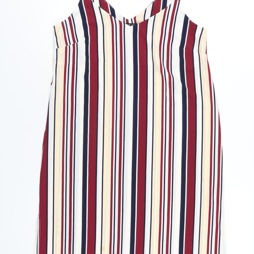 New Look Womens Multicoloured Striped Polyester A-Line Size 10 V-Neck Pullover