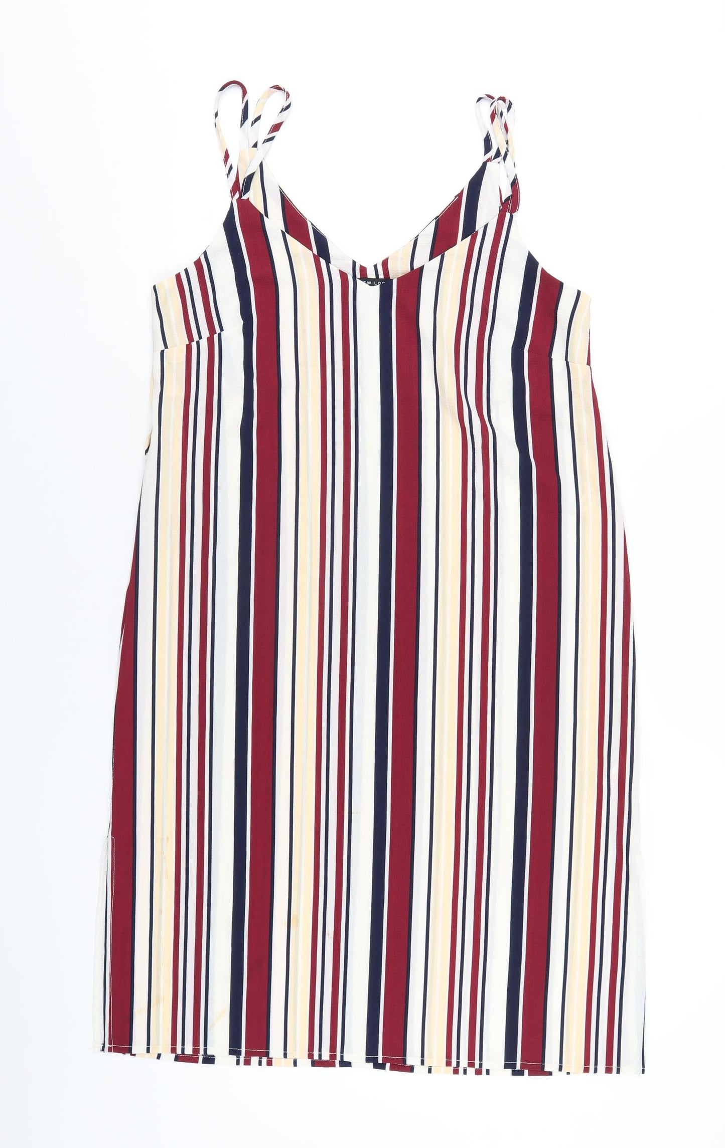 New Look Womens Multicoloured Striped Polyester A-Line Size 10 V-Neck Pullover