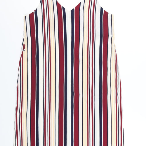 New Look Womens Multicoloured Striped Polyester A-Line Size 10 V-Neck Pullover