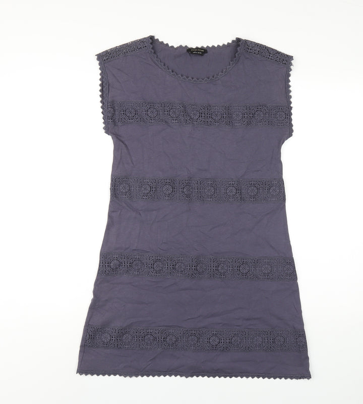 River Island Womens Blue Cotton A-Line Size 10 Round Neck Pullover