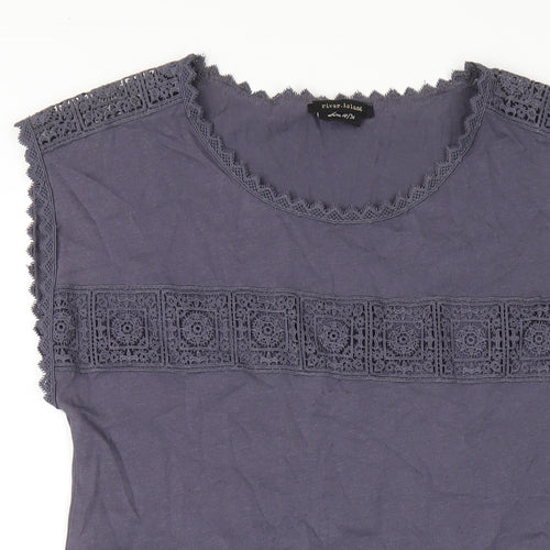 River Island Womens Blue Cotton A-Line Size 10 Round Neck Pullover