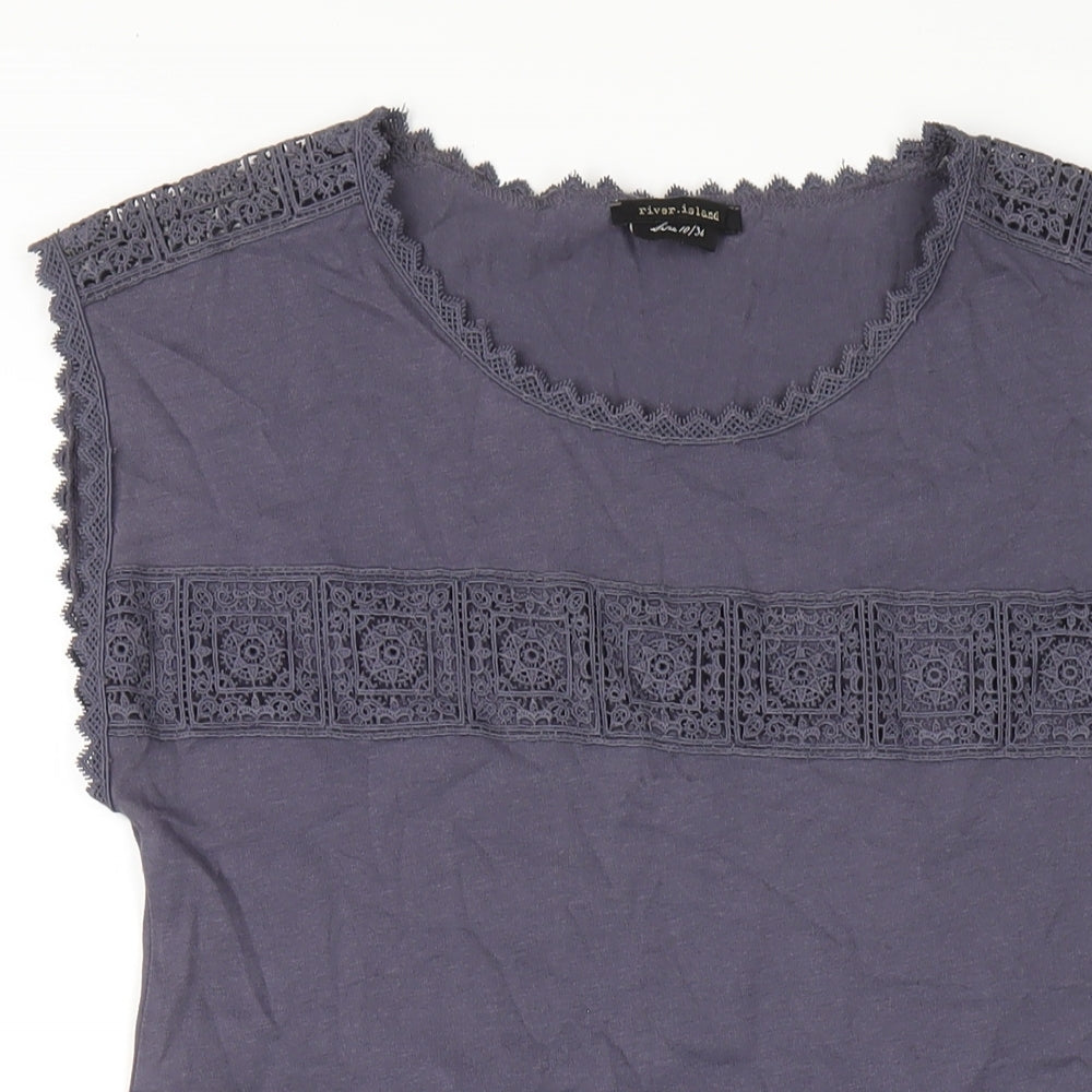 River Island Womens Blue Cotton A-Line Size 10 Round Neck Pullover