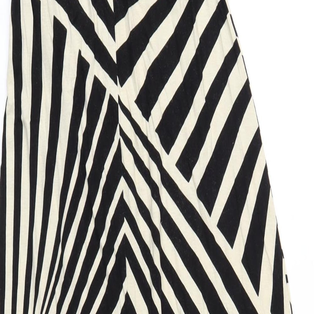 Monsoon Womens Black Striped Viscose A-Line Size 10 Round Neck Pullover