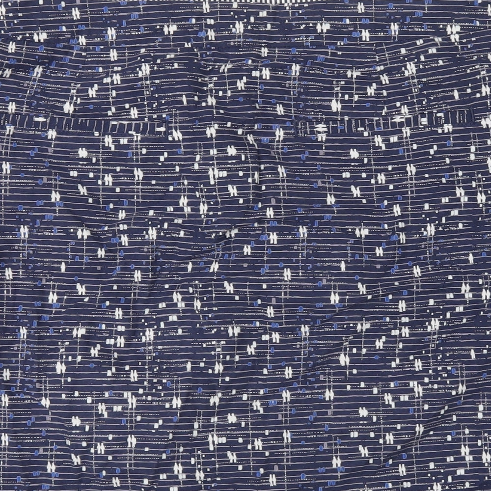 White Stuff Womens Blue Geometric Cotton A-Line Skirt Size 12 Zip
