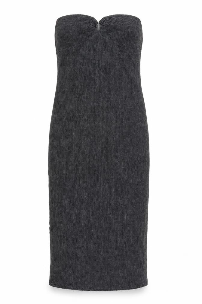 Front view of Topshop women’s grey polyester bodycon, size UK 10, sweetheart pullover