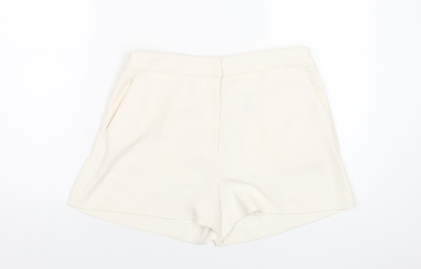H&M Womens Ivory Polyester Basic Shorts Size 12 Regular Zip