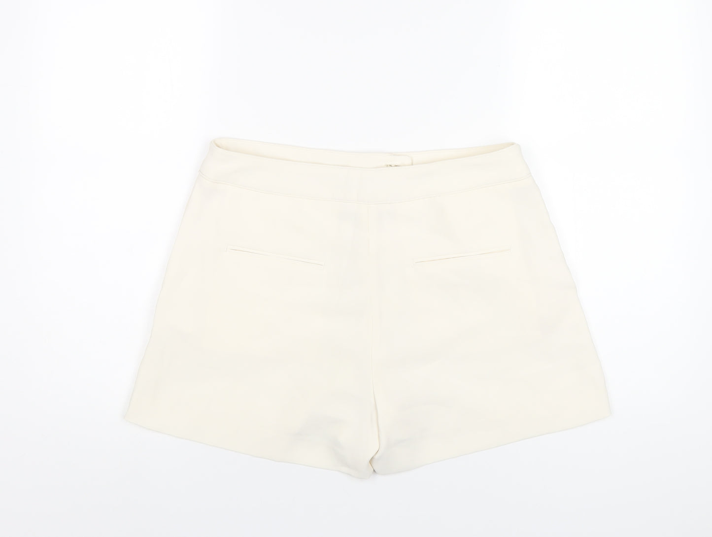 H&M Womens Ivory Polyester Basic Shorts Size 12 Regular Zip