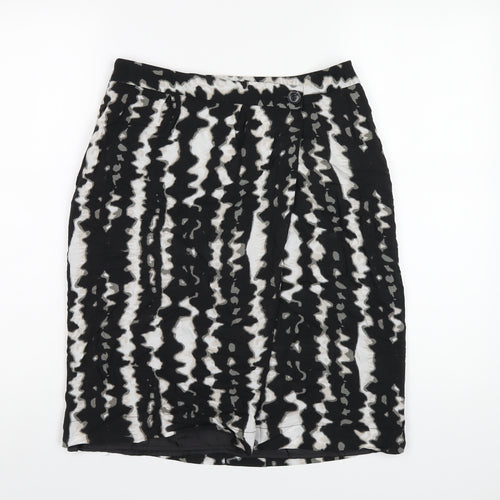 Monsoon Womens Black Geometric Viscose A-Line Skirt Size 10 Zip