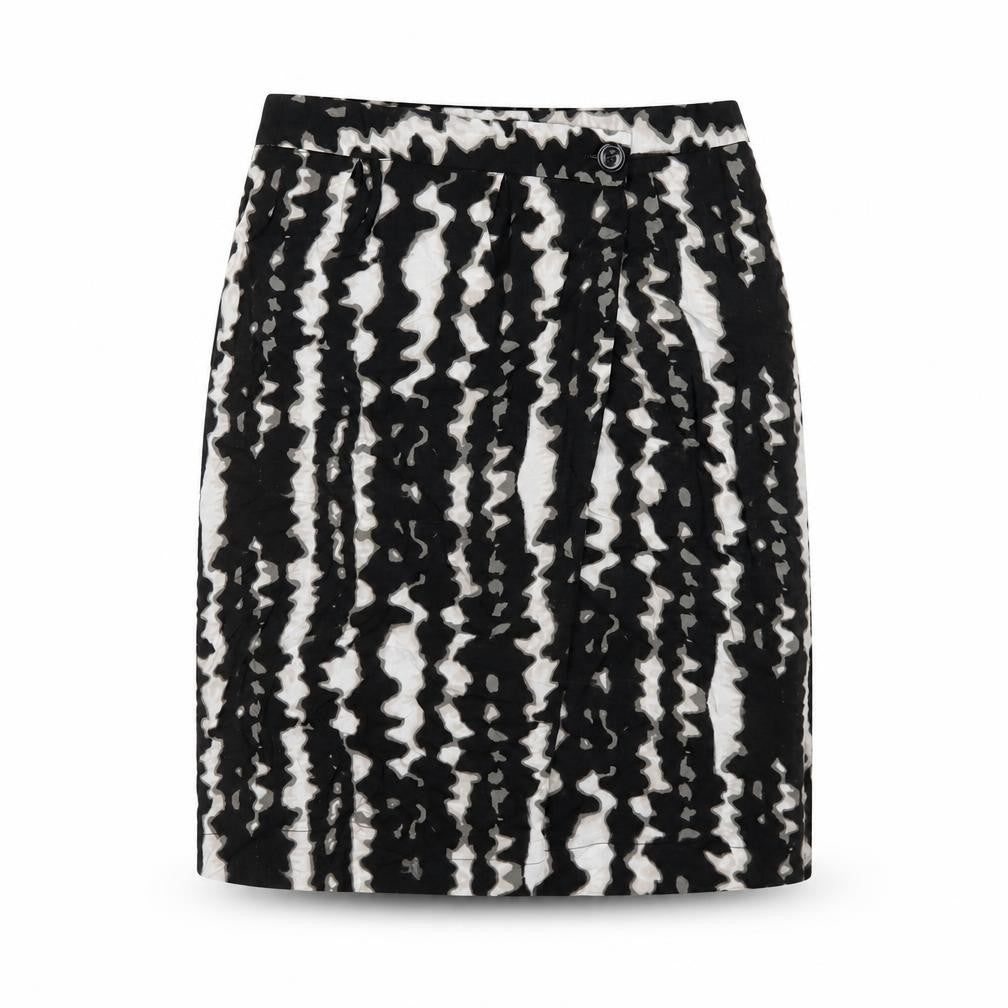 Monsoon Womens Black Geometric Viscose A-Line Skirt Size 10 Zip