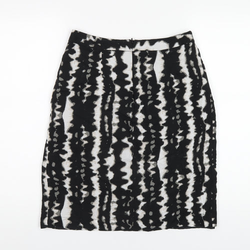 Monsoon Womens Black Geometric Viscose A-Line Skirt Size 10 Zip