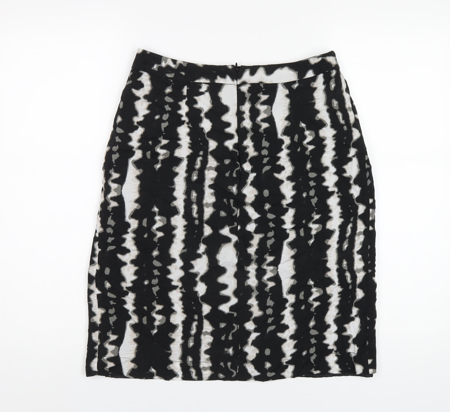 Monsoon Womens Black Geometric Viscose A-Line Skirt Size 10 Zip