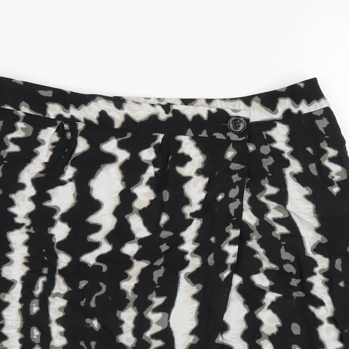 Monsoon Womens Black Geometric Viscose A-Line Skirt Size 10 Zip