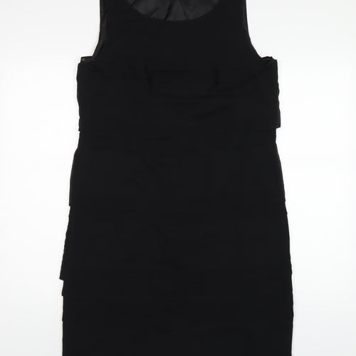 Debenhams Womens Black Polyester A-Line Size 12 Round Neck Zip