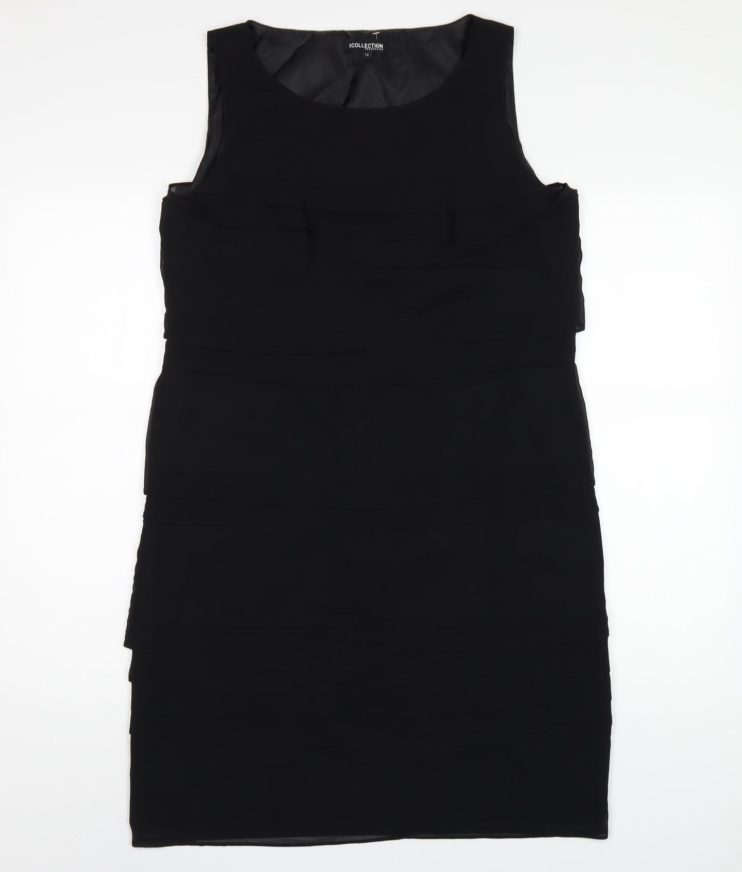 Debenhams Womens Black Polyester A-Line Size 12 Round Neck Zip
