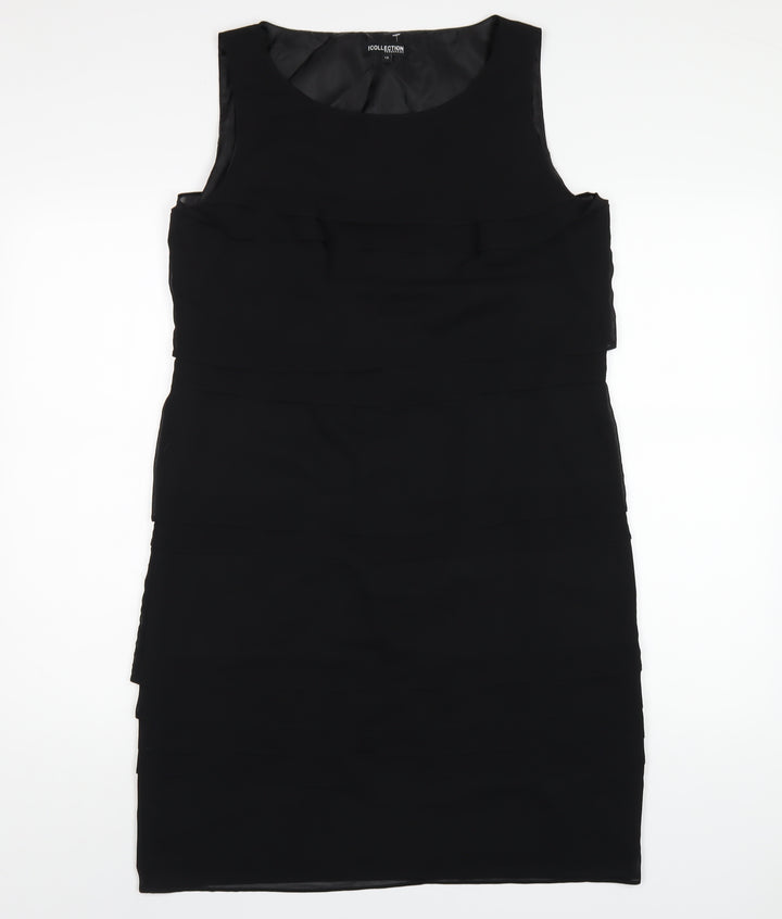 Debenhams Womens Black Polyester A-Line Size 12 Round Neck Zip