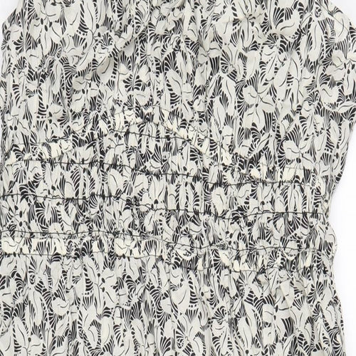 Marks and Spencer Womens Black Geometric Cotton A-Line Size 14 Scoop Neck Pullover