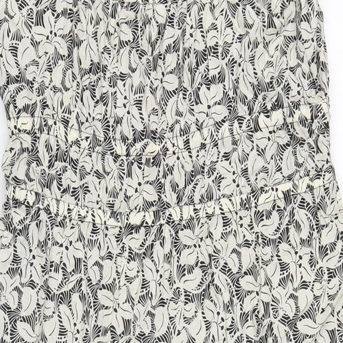 Marks and Spencer Womens Black Geometric Cotton A-Line Size 14 Scoop Neck Pullover