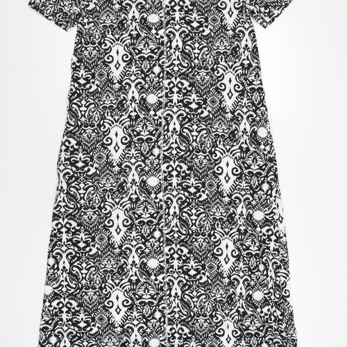 marksand Womens Black Geometric Cotton T-Shirt Dress Size 12 Round Neck Pullover