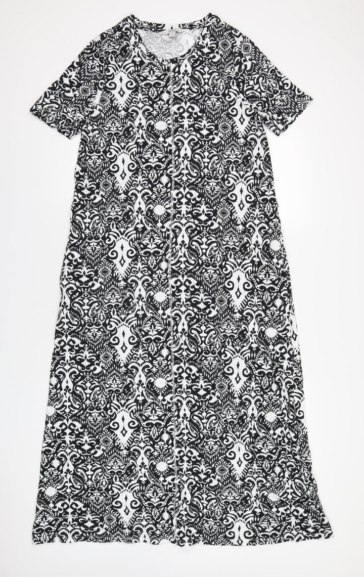marksand Womens Black Geometric Cotton T-Shirt Dress Size 12 Round Neck Pullover