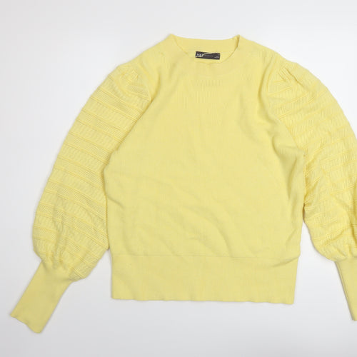 Marks and Spencer Womens Yellow Crew Neck Acrylic Pullover Jumper Size 12