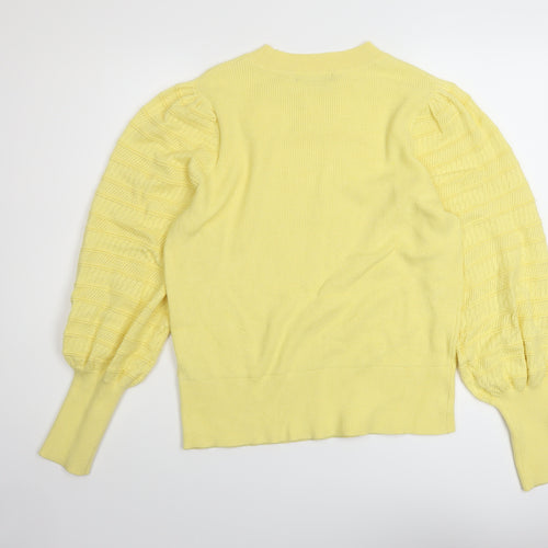 Marks and Spencer Womens Yellow Crew Neck Acrylic Pullover Jumper Size 12
