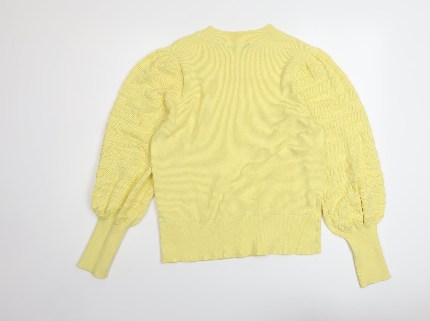 Marks and Spencer Womens Yellow Crew Neck Acrylic Pullover Jumper Size 12