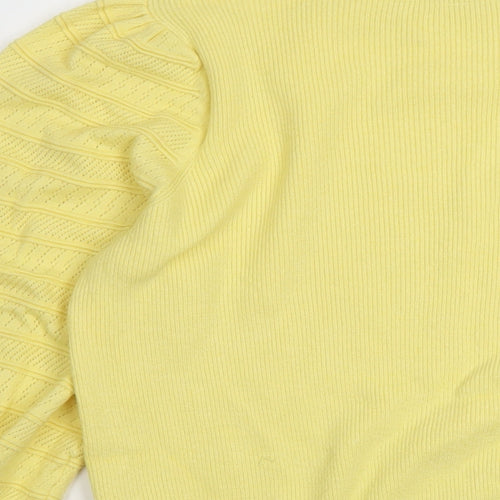 Marks and Spencer Womens Yellow Crew Neck Acrylic Pullover Jumper Size 12